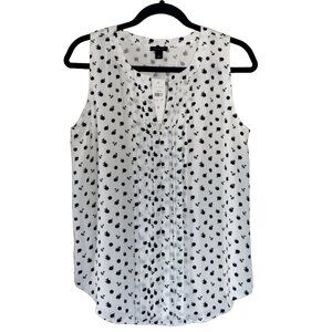 NWT Ann Taylor sleeveless ditzy floral / polka dot blouse sz S